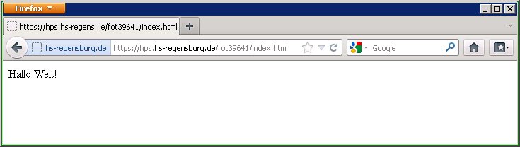 Hallo Welt-Homepage